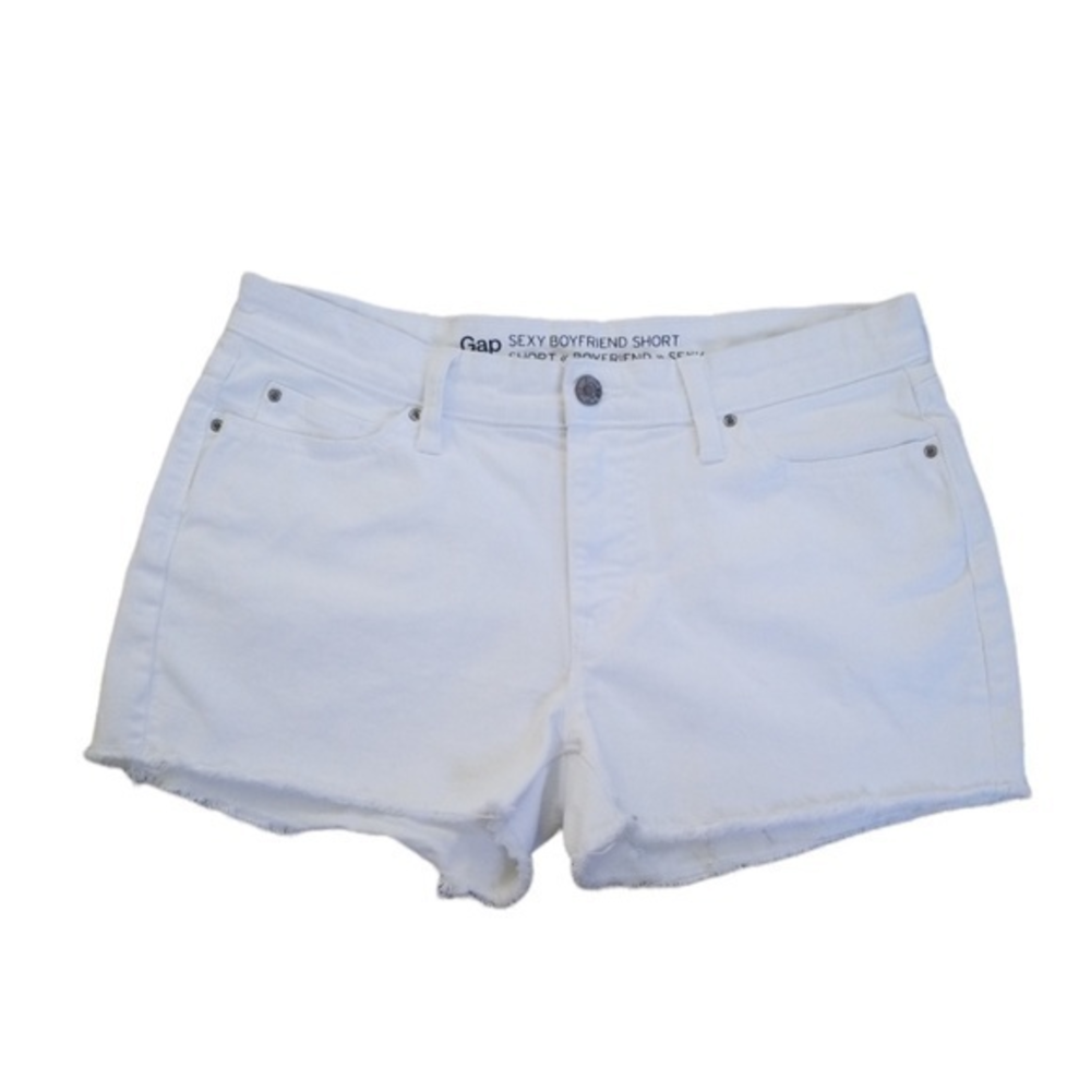 Gap Sexy Boyfriend White Frayed Hem Jean Shorts Sz. 28‎